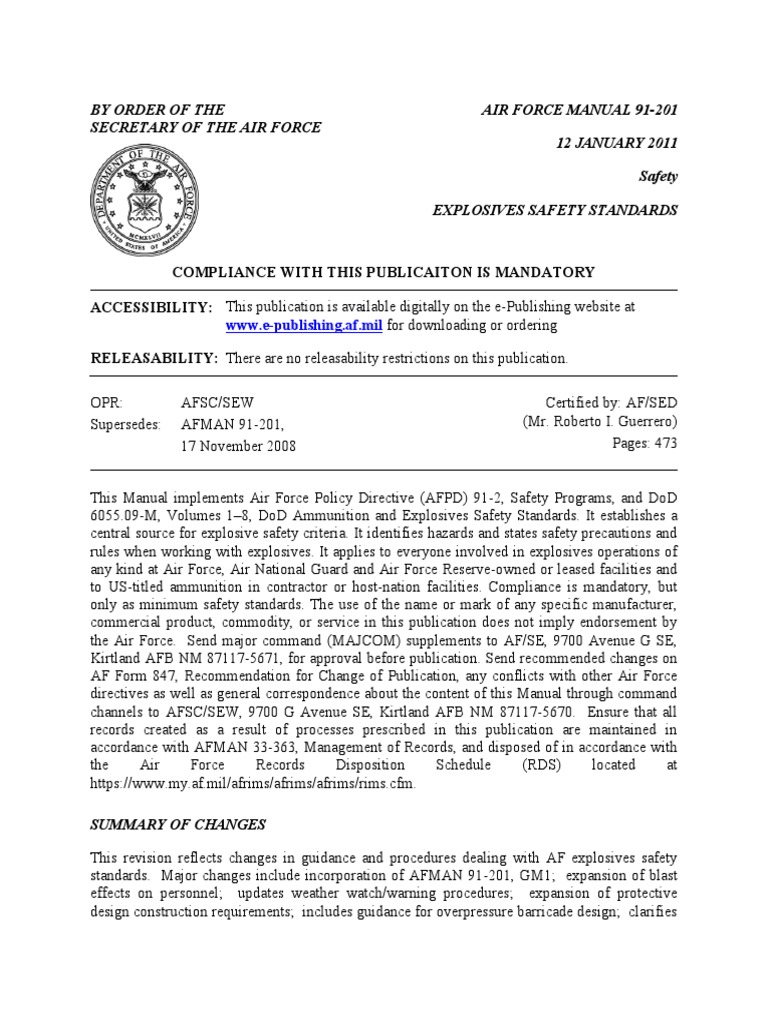 AFMAN 91-201 - Explosives Safety Standards | PDF | Risk Assessment ...