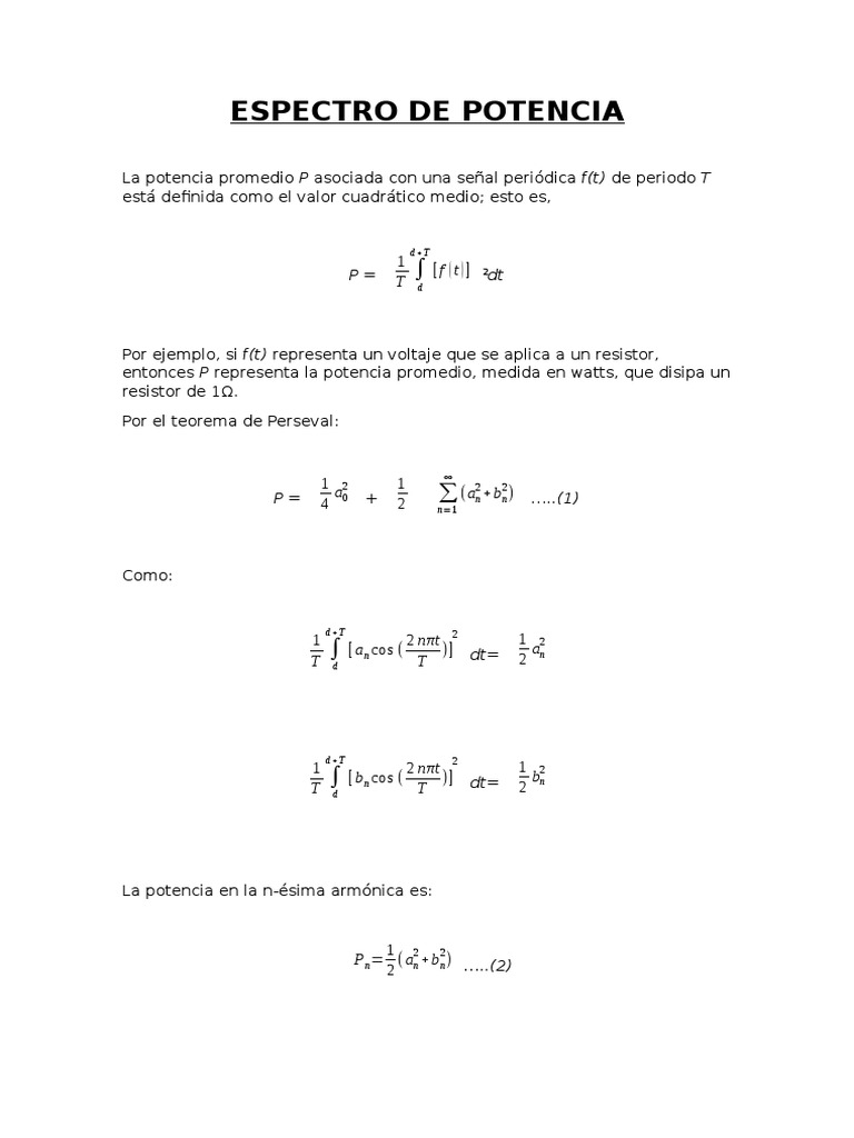 Espectro de Potencia | PDF | Densidad espectral | Exponenciación