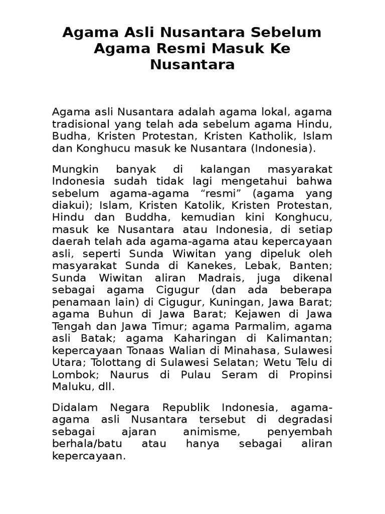 Kepercayaan Asli Nusantara Sebelum Agama Resmi Masuk Ke Nusantara