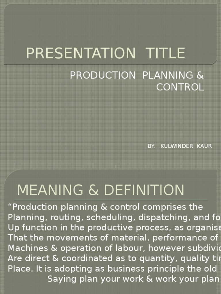Production Planning and Control | PDF | Operations Management | Lean