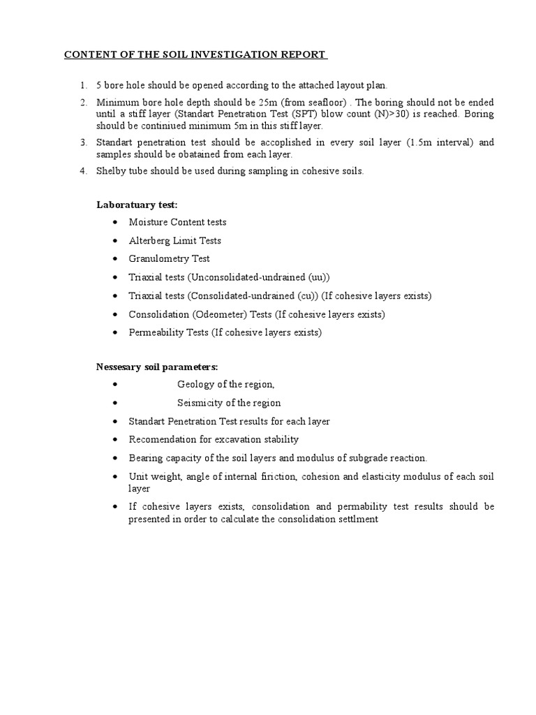 Content of The Soil Investigation Report | PDF | Science & Mathematics