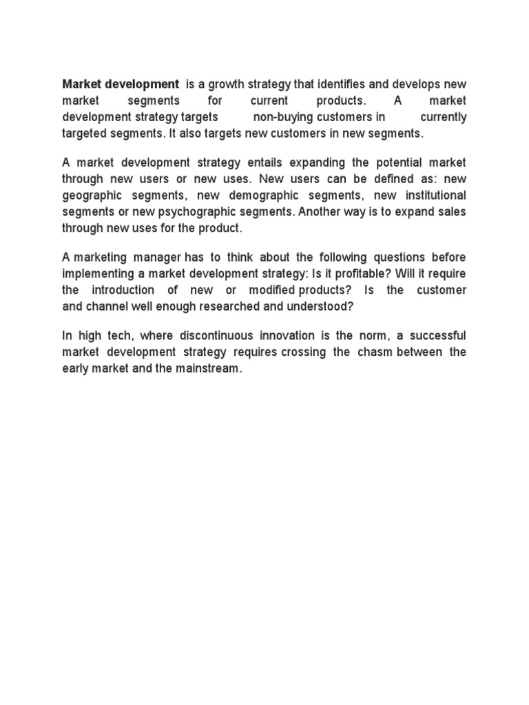 Market Development | PDF