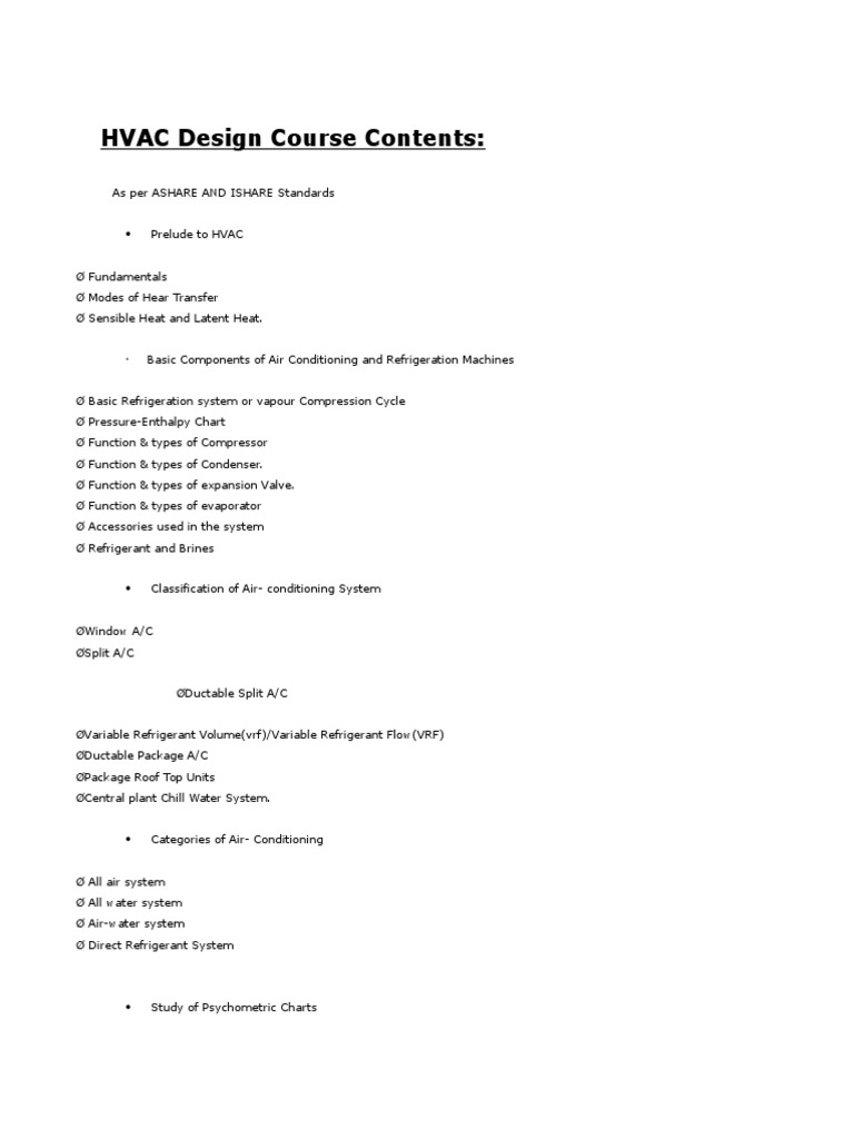 Comprehensive HVAC Design Course Outline | PDF
