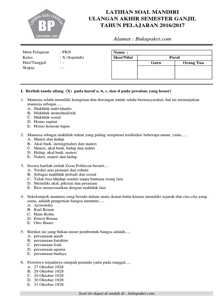 41+ Soal Pkn Kelas X Semester 1 Dengan 31 Background