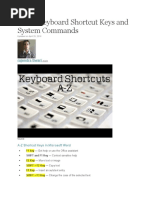 A To Z Keyboard Shortcut Keys and System Commands