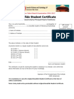 Bonafide Student Certificate: (To Be Issued Only by Principal/Head of Institute)