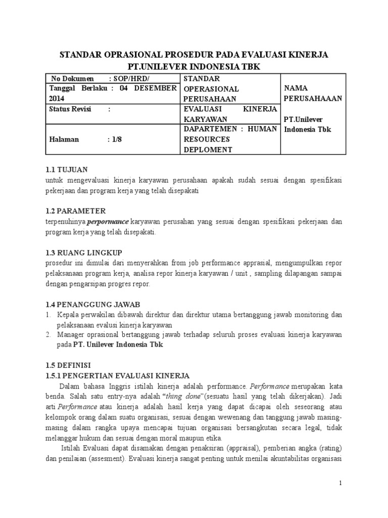 Tugas Kelompok Mgt Kinerja Penilaian Kinerja Pt Unilever Tbk