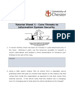 Tutorial Sheet 1 - Core Threats to Information System Security