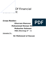 Analysis of Financial Statement: Khurram Mansoor Muhammad Noman Shaf Mubasher Rehman