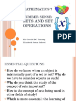 Sets and Set Operations: Mathematics 7 Number Sense