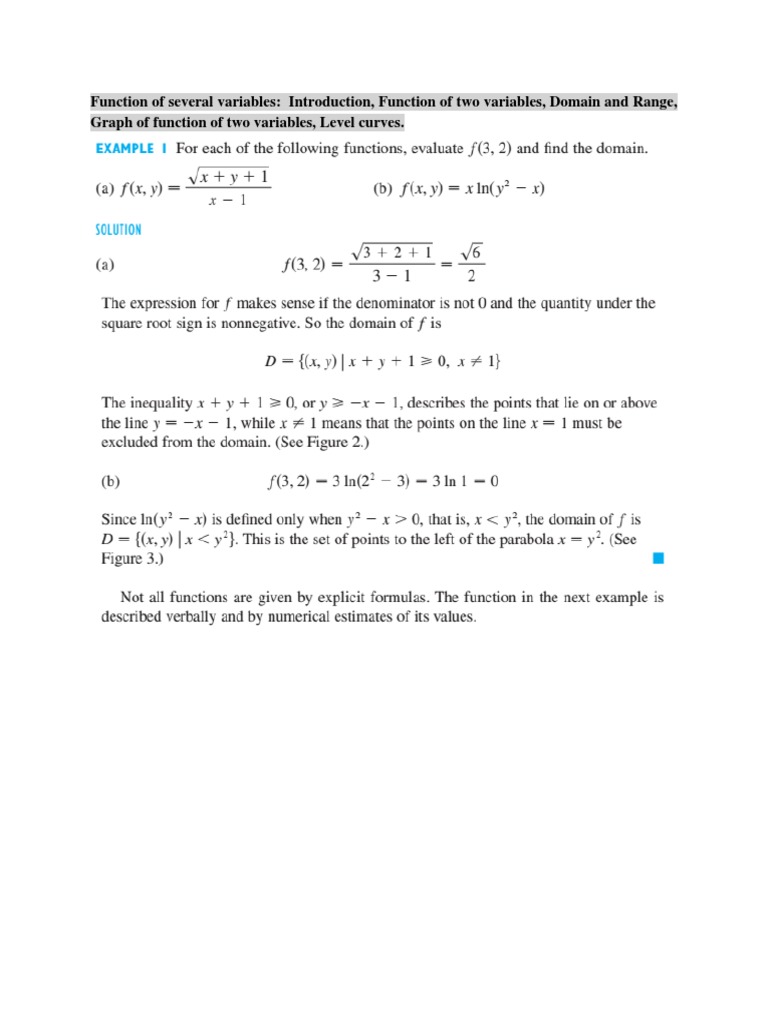Function of Several Variables: Introduction, Function of Two Variables ...