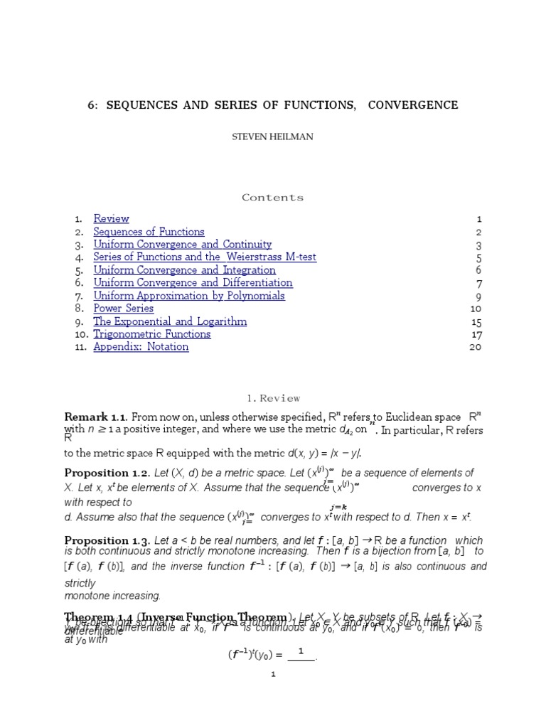 Sequences and Series of Functions | PDF | Series (Mathematics) | Power ...