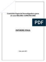 Informe Final Comisión Especial Investigadora Para El Caso Relima Comunicore