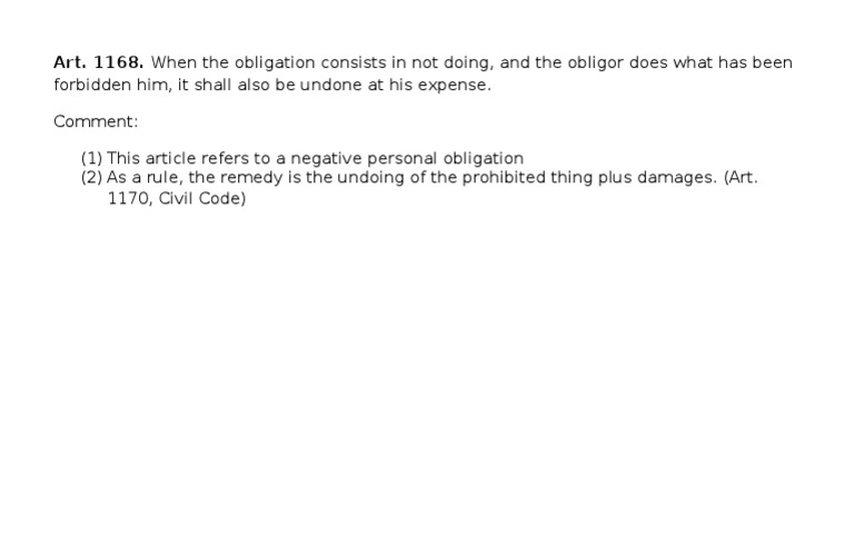 Negative Personal Obligations Explained | PDF | Law