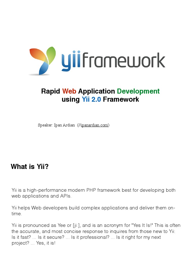 Tech Talk Yii Framework | PDF