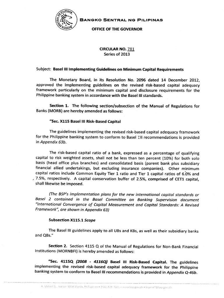 Risk-Based Capital Adequacy in PH Banks | PDF | Basel Committee On ...