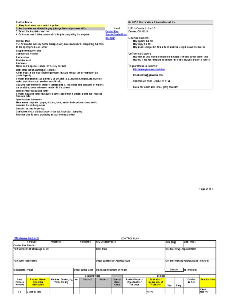 Instructions © 2010 Knowware International Inc Sheet 2253 S Oneida ST