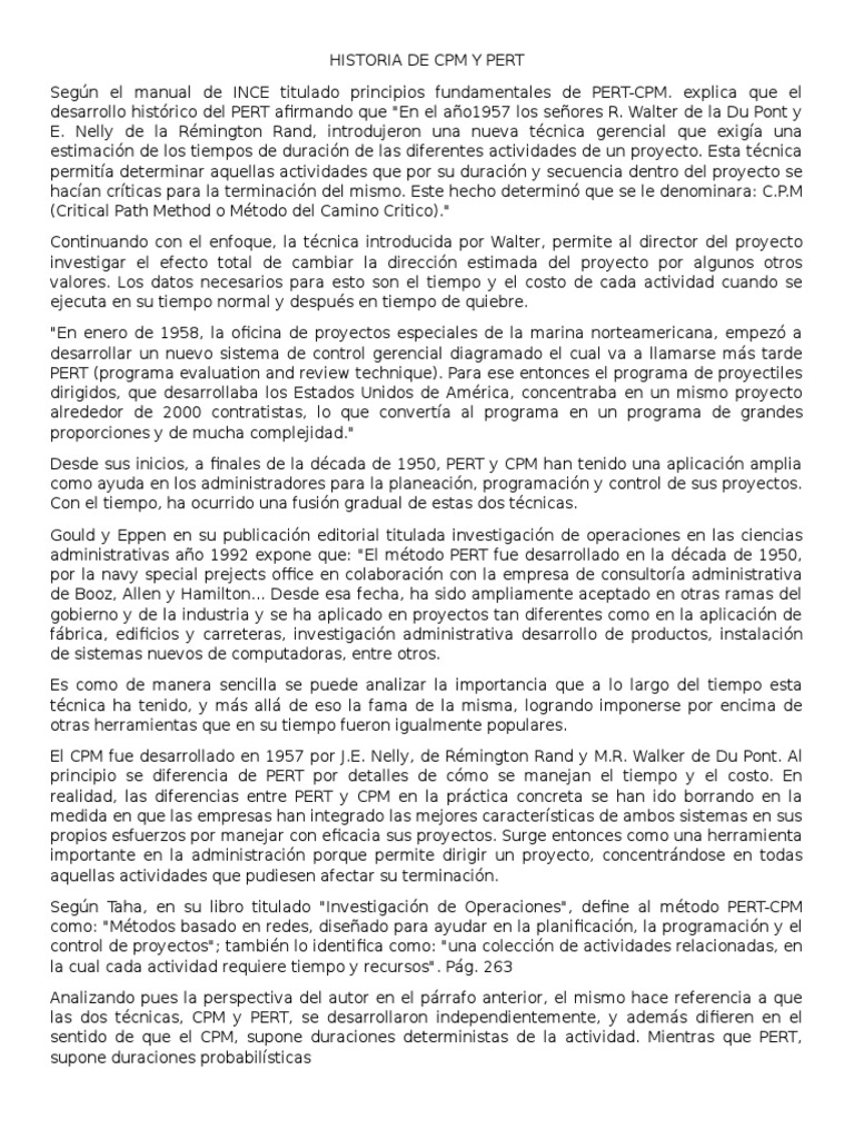 Historia de CPM y Pert | PDF | La investigación de operaciones | Science