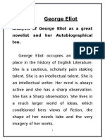 George Eliot: Analysis of George Eliot As A Great Novelist and Her Autobiographical Ton