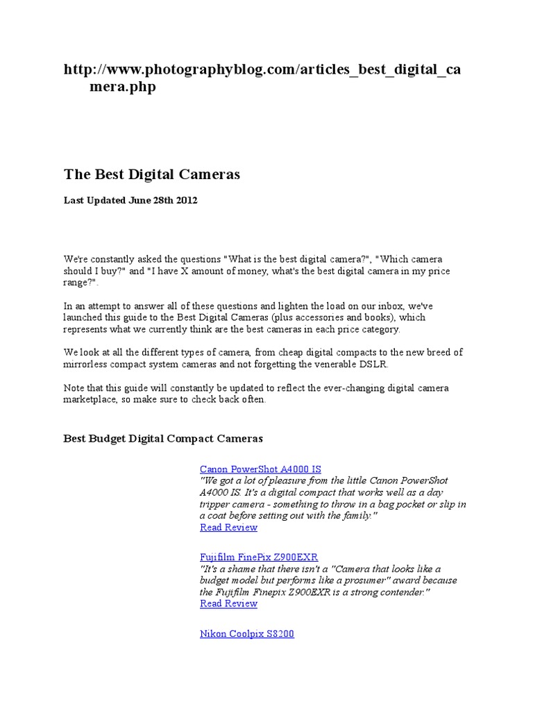 The Best Digital Cameras | PDF | Digital Single Lens Reflex Camera | Nikon