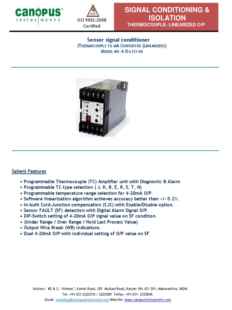 Programmable Thermocouple Converter PDF Thermocouple Signal