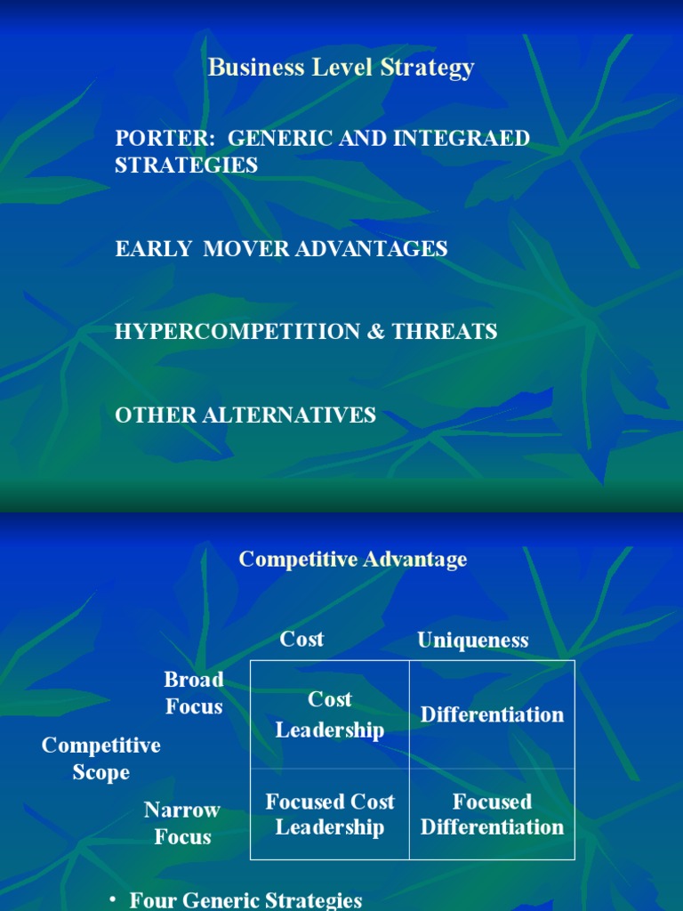 Business Level Strategy: Porter: Generic and Integraed Strategies | PDF ...