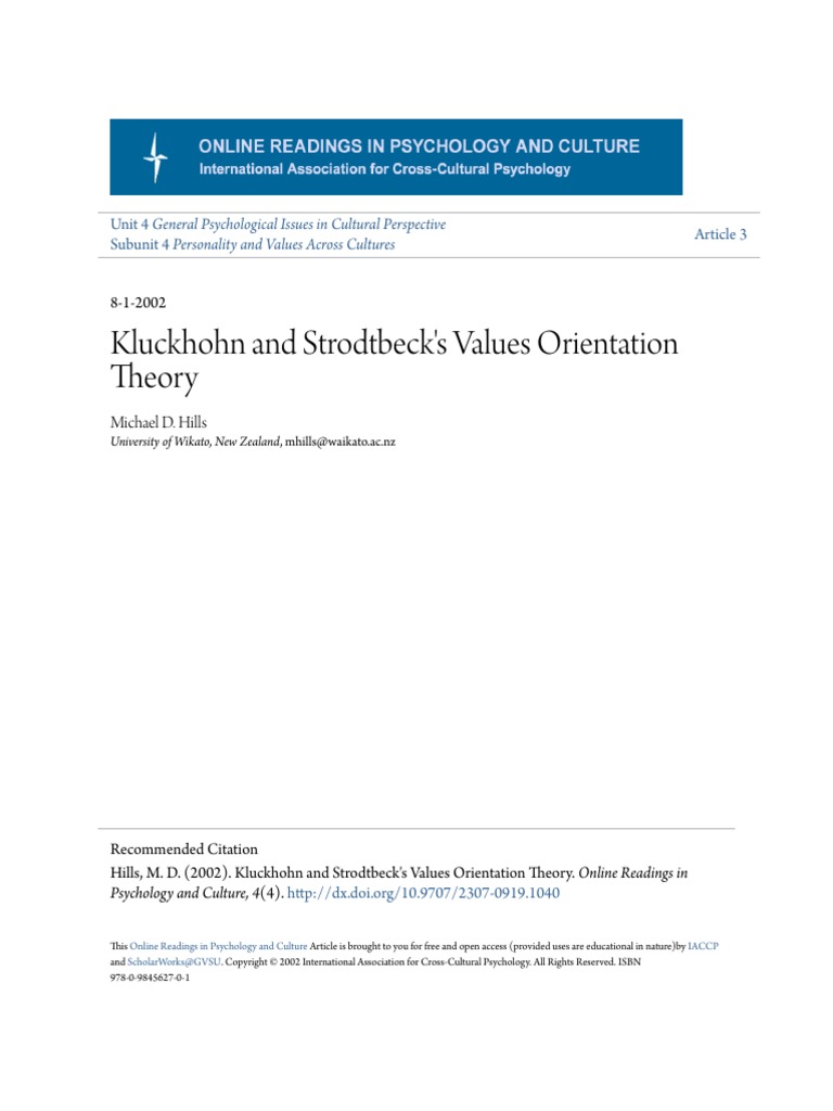 Kluckhohn and Strodtbecks Values Orientation Theory PDF | PDF | Social ...