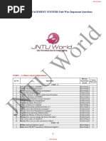 JNTU World: DATABASE MANAGEMENT SYSTEMS Unit Wise Important Questions