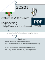 Statistics 2 For Chemical Engineering: Department of Mathematics and Computer Science