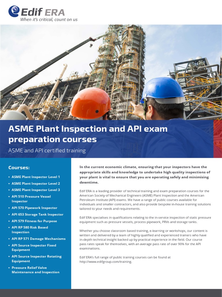ASME & API Inspector Training Courses | PDF | Educational Technology ...