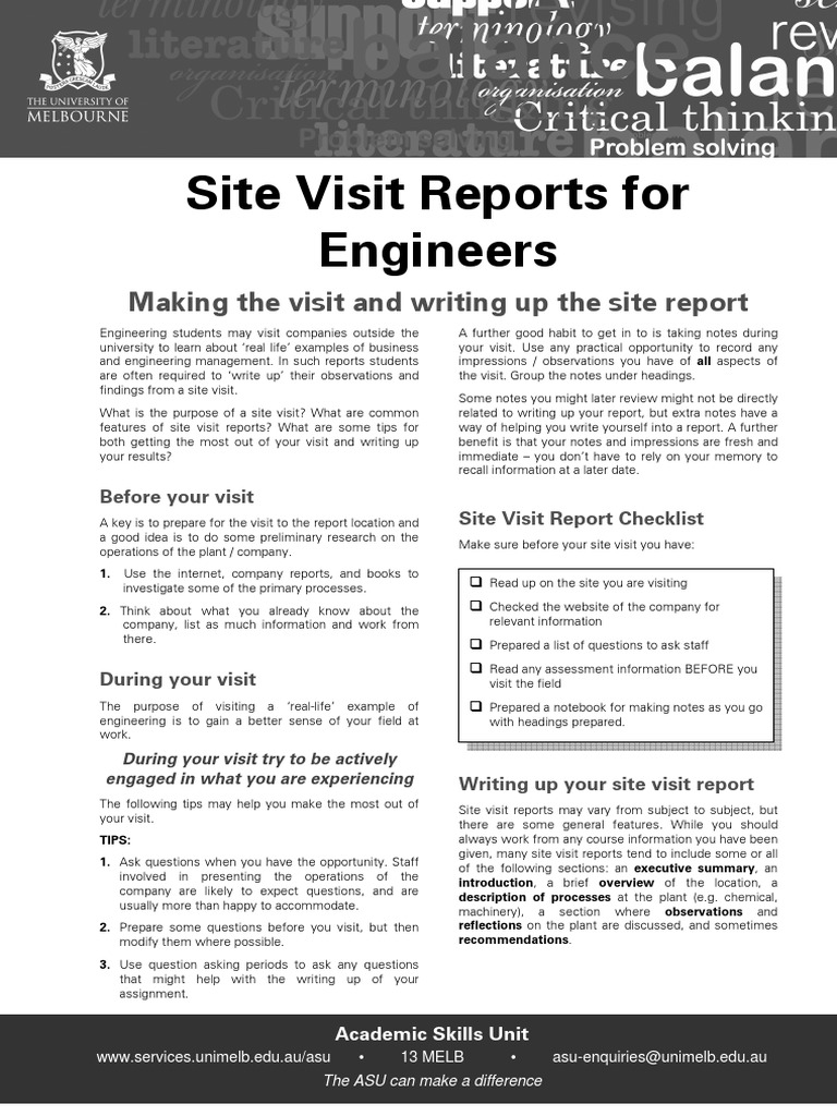 Site Visit Report Guidelines for Engineers | PDF | Engineering ...