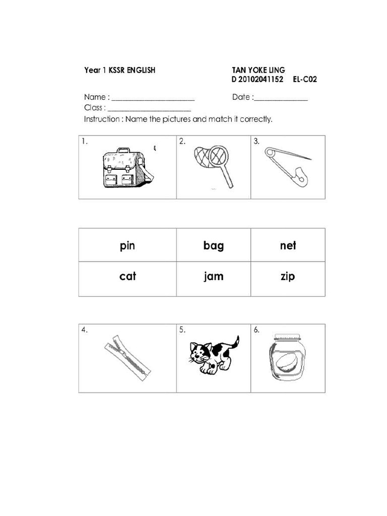 Year 1 English Worksheet Pdf