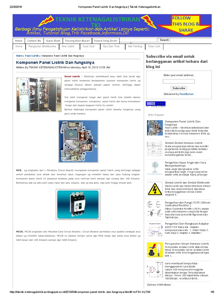  Komponen  Panel Listrik  Dan  Fungsinya  Teknik 