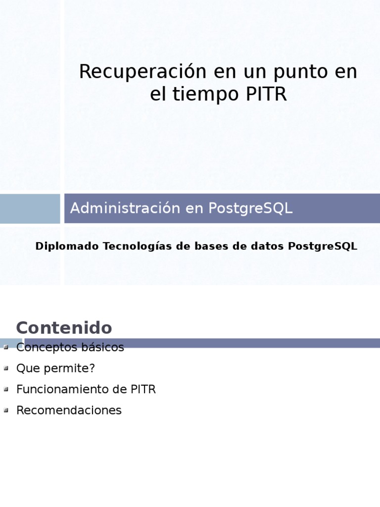 Recuperacion PITR | PDF | Apoyo | Archivo de computadora