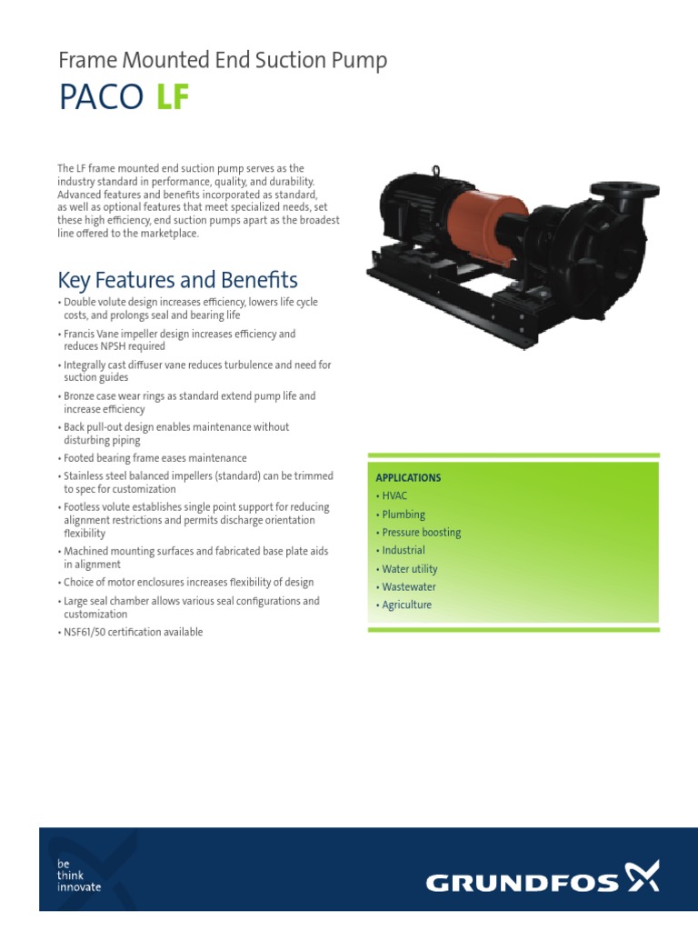 Frame Mounted End Suction Pump Key Features and Benefits Download