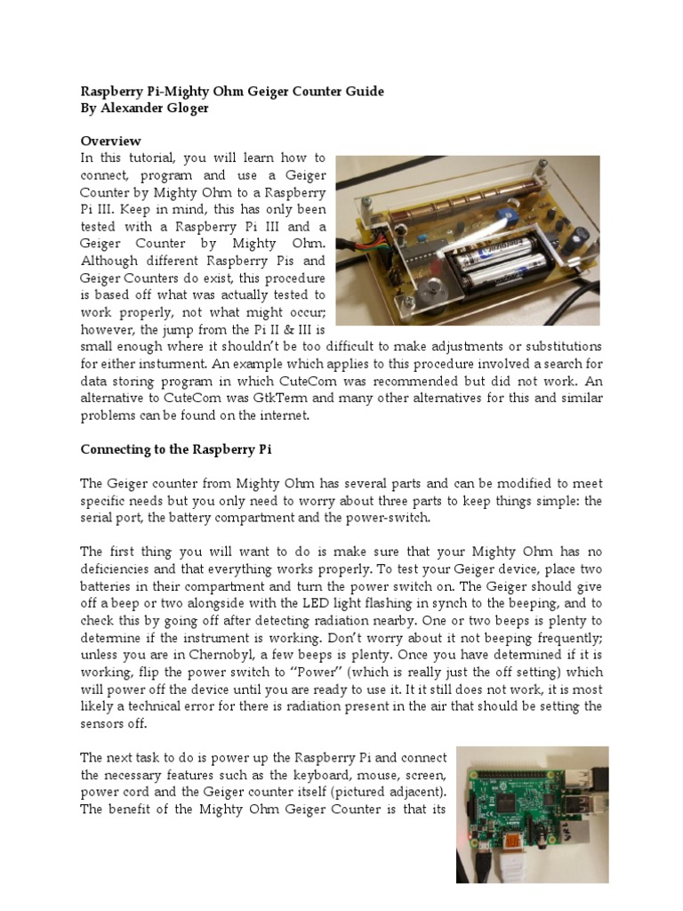Geiger Counter Tutotial PDF Raspberry Pi Computer Engineering