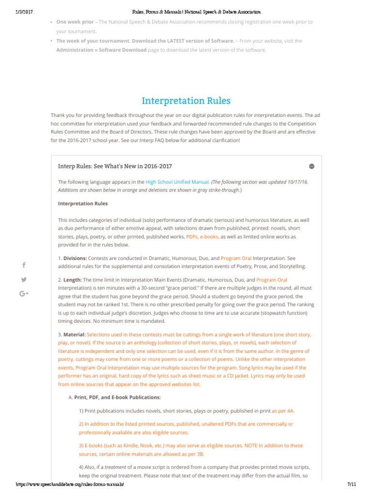 NSDA Interpretation Rules Overview | PDF | Web Page | Websites