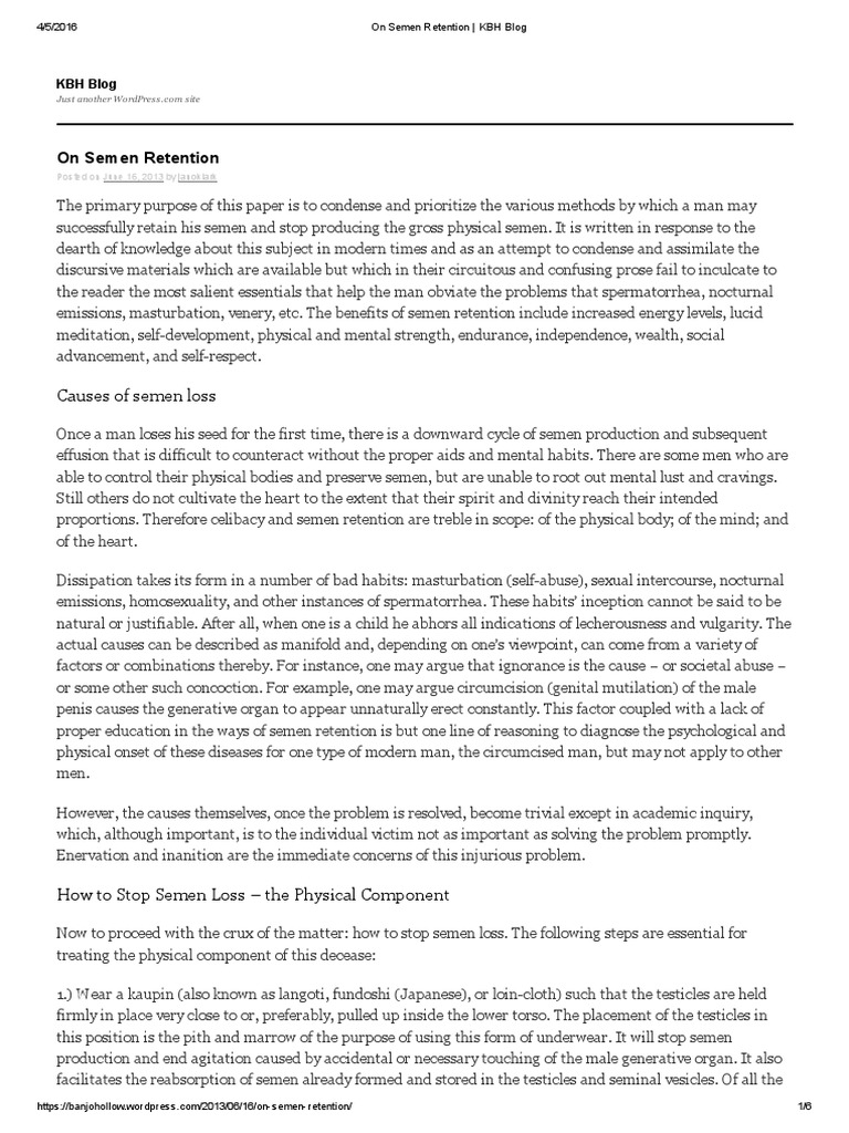 Semen Retention: Methods and Benefits | PDF | Circumcision | Yoga