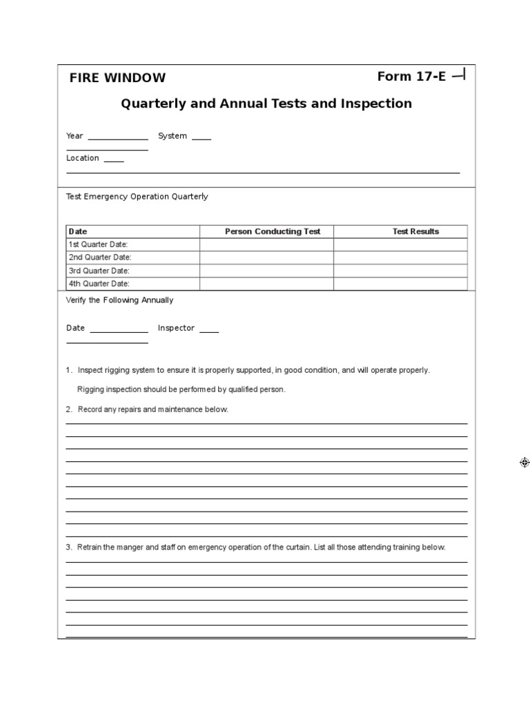 Fire Window Inspection & Testing Form | PDF