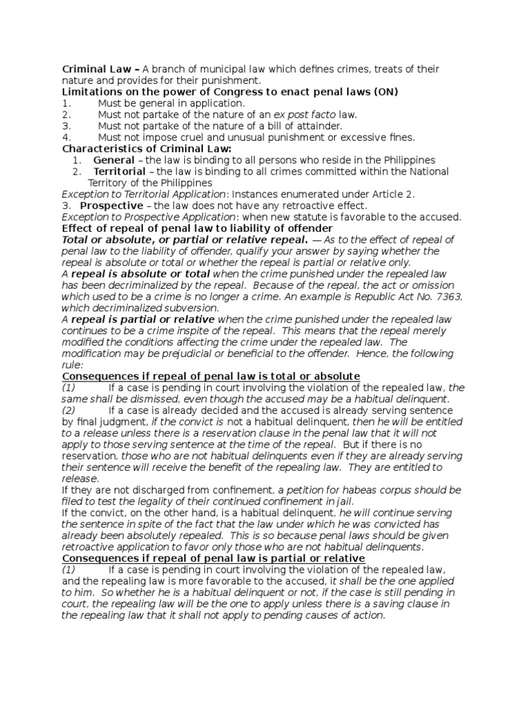 Overview of Articles 1-10 Criminal Law | PDF | Conspiracy (Criminal ...