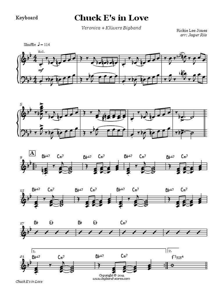 Chuck E's in Love Keyboard PDF