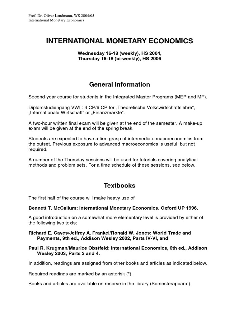 International Monetary Economics PDF | PDF | Long Run And Short Run ...