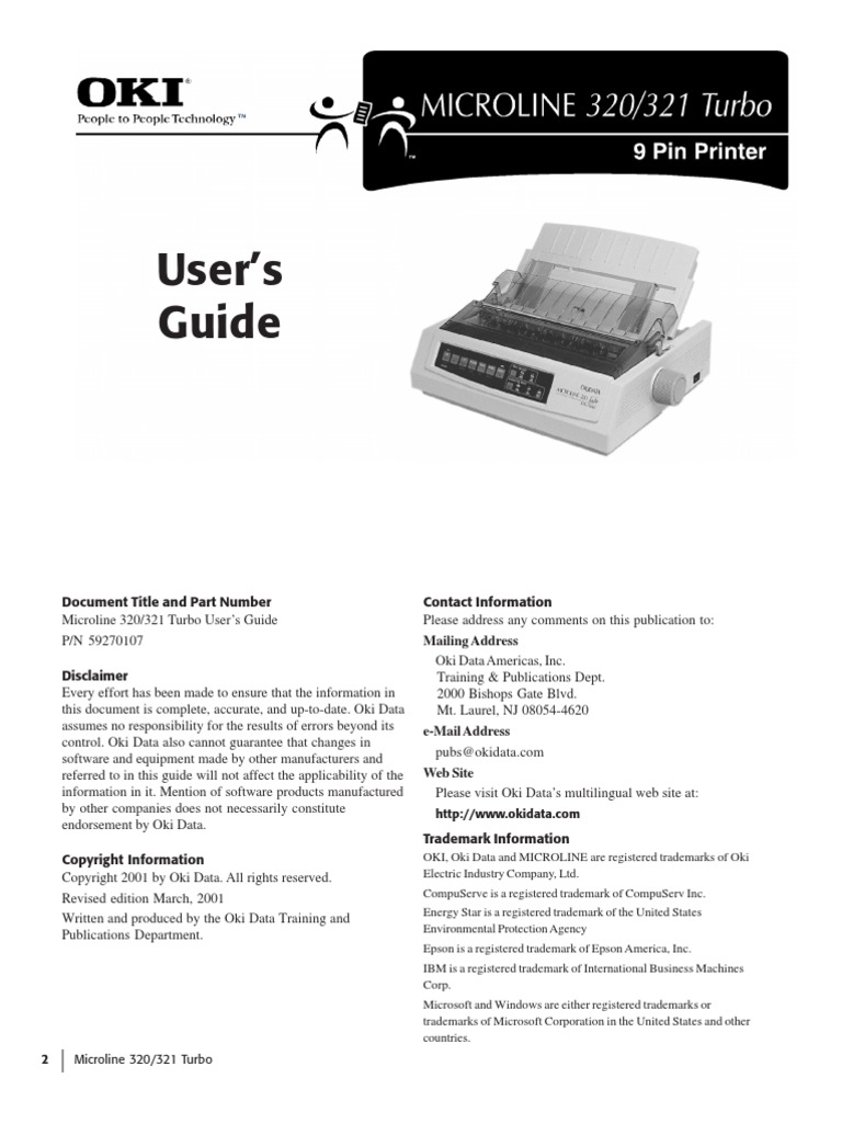 Okidata 320 Turbo User's Manual | Printer (Computing) | Electrical Connector