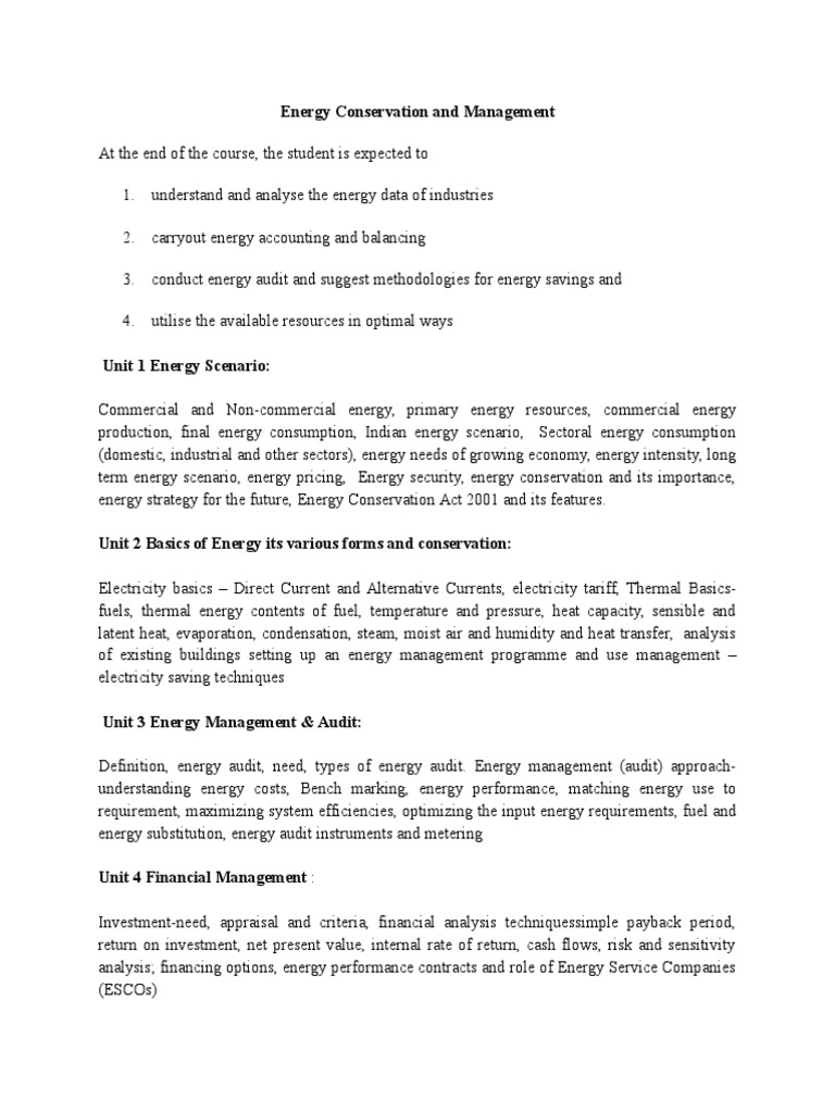 Energy Conservation and Management Course | PDF | Energy Conservation ...