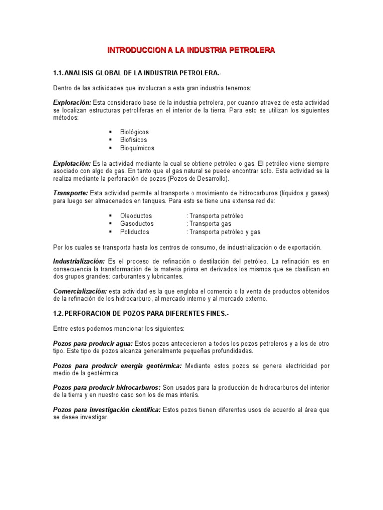 Introducción a la Industria Petrolera | PDF | Petróleo | Química