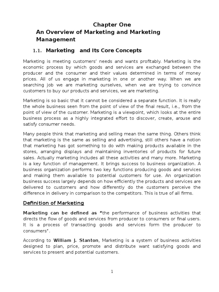 Marketing Overview and Core Concepts | PDF | Marketing | Sales