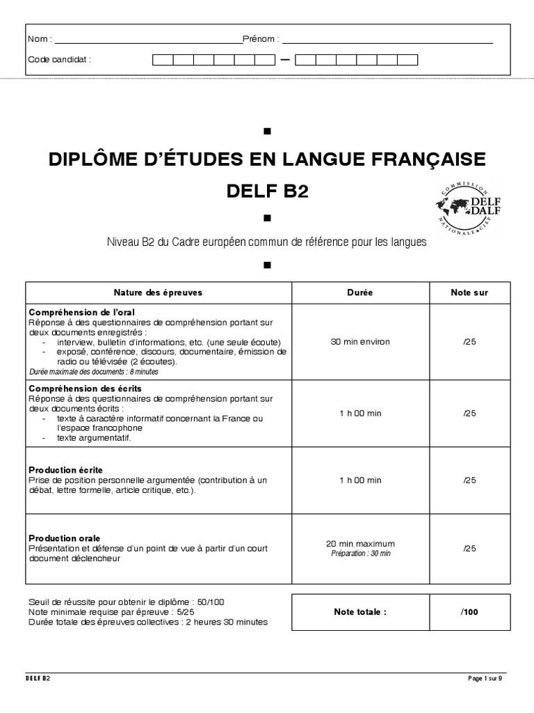 Delf B2 Exercices Et Corrigés Pdf 2020