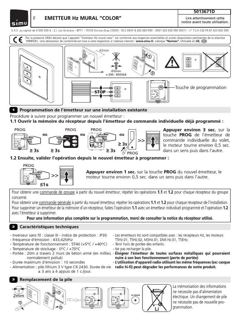 Programmation Émetteur Hz Mural Simu | PDF | Son | La nature