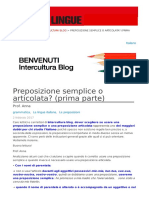 Preposizione Semplice o Articolata Prima Parte