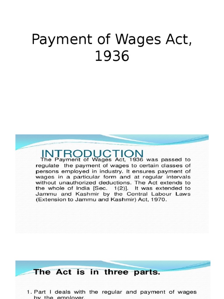 Payment of Wages Act, 1936 Wage Salary